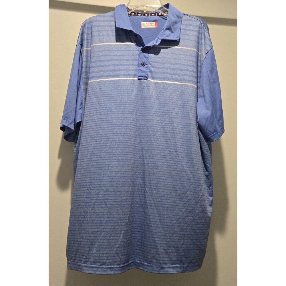 Ben‎ Hogan Men's XL Blue Striped Short Sleeve Golf Polo Shirt
